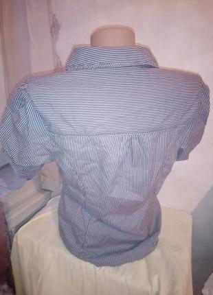 Полосатая рубашка с коротким рукавом3 фото