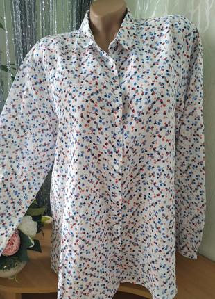 Легкая хлопковая блуза,рубашка в мелкий принт,saint james,lxl1 фото