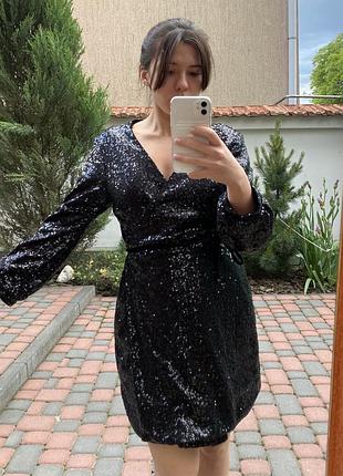 Чорне вечірнє блискуче плаття в паєтки. imperial 36-38 розмір