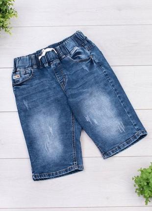 Стильные синие мужские джинсовые шорты бриджи на резинке батал большой размер1 фото