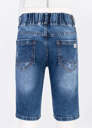 Стильні сині чоловічі джинсові шорти, бриджі на резинці батал великий розмір3 фото