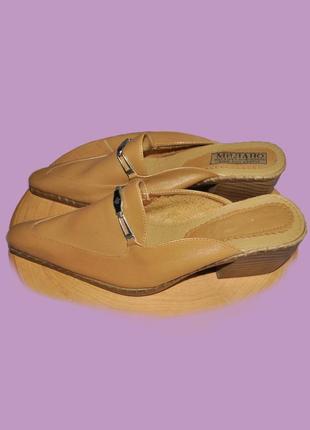 Закрытые шлепки кожаные женские (распродажа остатков)