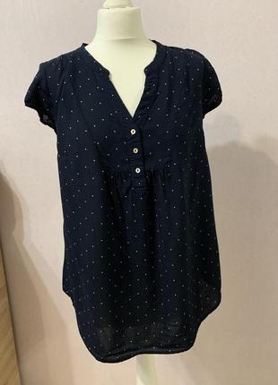 Блузка синяя в горошек вискоза h&m