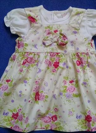 Літній комплект mini chic 3-6 міс (футболка, сарафан)