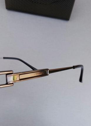 Очки в стиле gucci  унисекс солнцезащитные модные узкие коричневые в металле10 фото