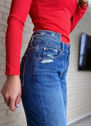 Джинсы bershka mom синие6 фото