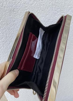 Красивий,лаковий клатч(сумка)гаманець, zara з золотою фурнітурою6 фото