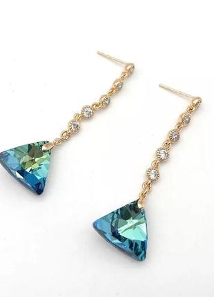 😍чудові сережки xuping з кристалами swarovski 💙💚