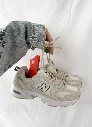 Женские бежевые кроссовки new balance 530 beige нью баланс на шнуровке5 фото