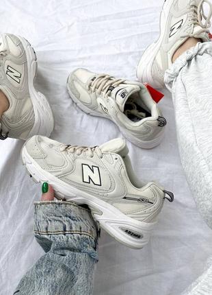 Женские бежевые кроссовки new balance 530 beige нью баланс на шнуровке9 фото