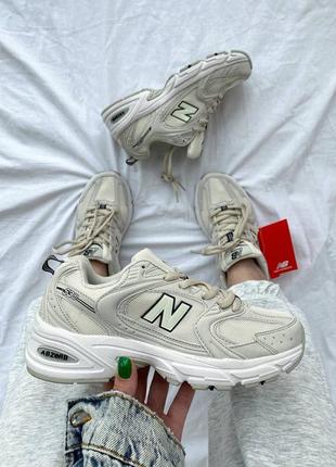 Женские бежевые кроссовки new balance 530 beige нью баланс на шнуровке4 фото