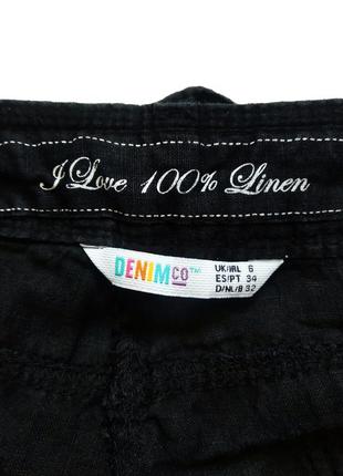 Шикарные женские летние черные брендовые льняные брюки от denim co (100% лен)3 фото