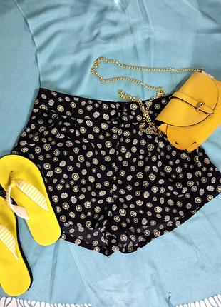 Спідниця коротка чорна з дрібним принтом віскоза 100%