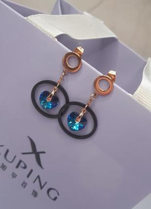 Шикарні сережки xuping з кристалами swarovski 💙