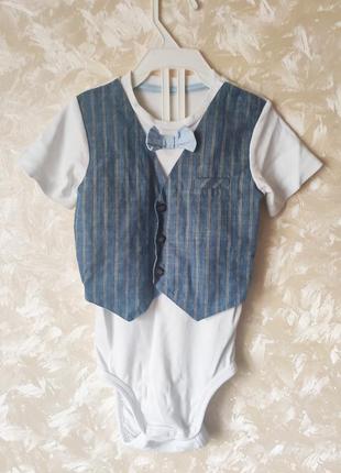 Бодик-жилетка с бабочкой на рост 86-92 см