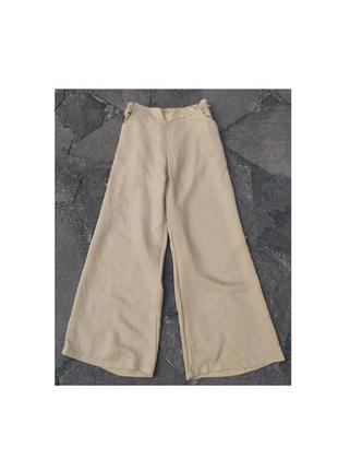 Льняные прямые укороченные брюки trendy1 фото