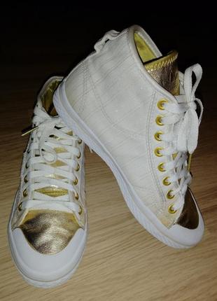 Кеды высокие белые с золотом 100% оригинал, р.35-36 adidas2 фото