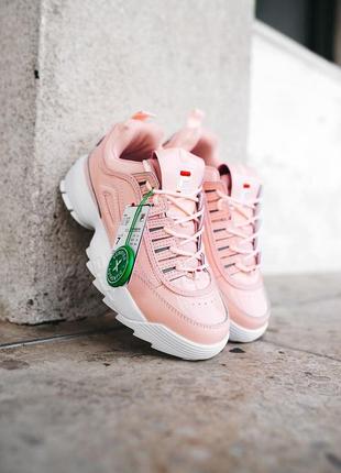 Женские кроссовки fila disruptor 2 white pink 36-37-38-39-40