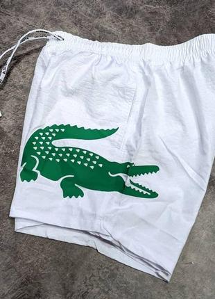 Шорты плавки пляжные lacoste белые турция / шорти для бассейна моря плавательные лакоста білі2 фото