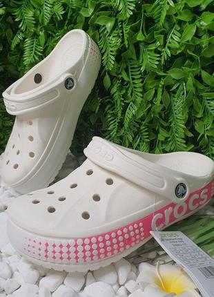Crocs bayaband logo motion clog білі з рожевим сабо1 фото