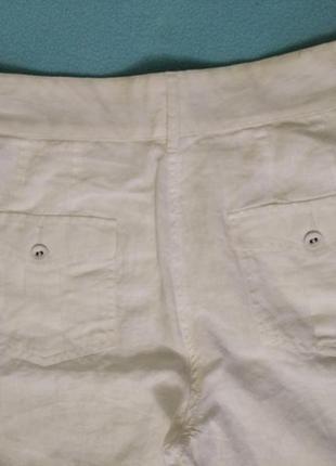 Білі літні штани marks&spencer uk12 р. m-l 46-48 льон, штани8 фото