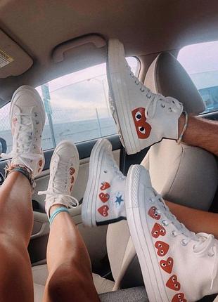 Кеди converse x comme des garsons multi-hearts - white1 фото