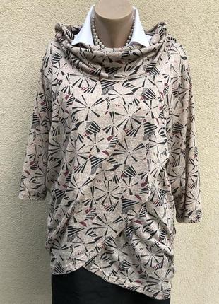 Трикотаж блуза,воріт хомут,кофта,туніка,джемпер,лонгслив,батал, льон,