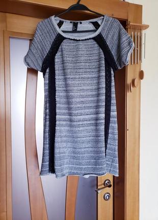 Платье футболка с кружевной каймой h&m