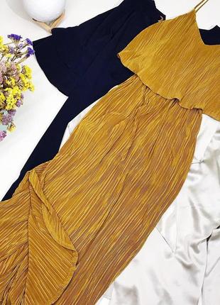 Сарафан плісе від h&m гірчичного кольору
