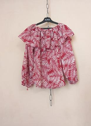 🔥 распродажа летняя шифоновая блуза с длинными рукавами и воланом2 фото