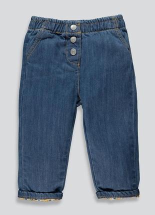 Стильные брендовые красивые джинсы для девочки matalan цветочным манжетиком внизу