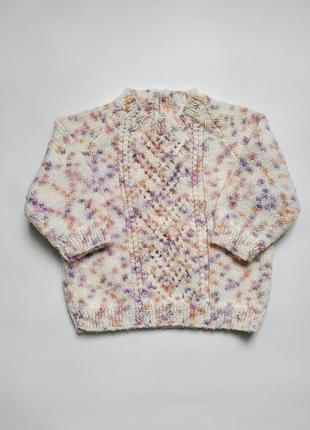 Теплый вязаный свитер на девочку 6-9 мес2 фото