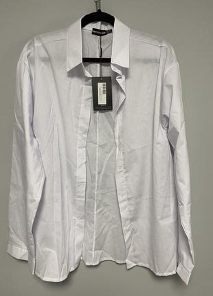Белая лёгкая базовая рубашка біла легка базова сорочка оверсайз7 фото