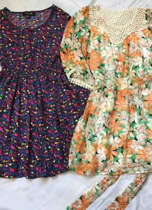 Платье летнее шифоновое новое цветочный принт цвет оранж и зелёный тренд сезонах9 фото