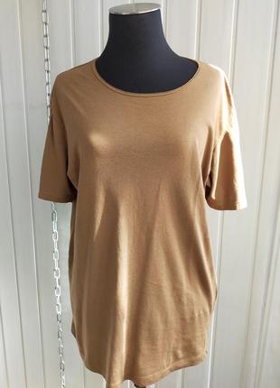 Футболка бежевая zara delux тонкий трикотаж, 180/100,l