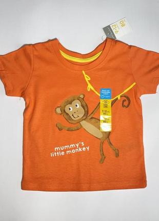 Футболка primark "monkey" 9-12 міс, 80 см