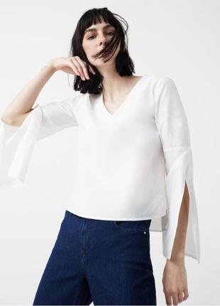 Белая хлопковая блуза mango / l