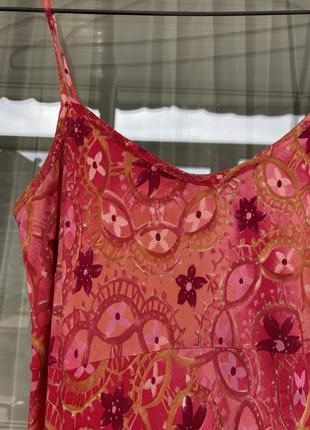 Коралловое платье bhs в бельевом стиле этно принт, мандалы, винтаж, огурцы8 фото