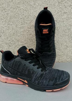 Nike air presto кросівки чоловічі чорні з помаранчевим текстиль весна літо