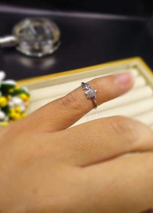 Серебряное безразмерное модное фаланговое кольцо звезды 925 размер 153 фото