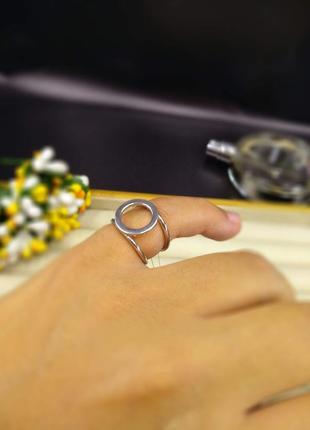 Серебряное безразмерное модное кольцо круг 925 размер15,5-16,5 последний размер скидка3 фото