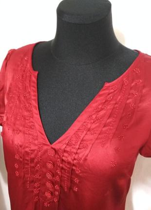 100% шелк! фирменная натуральная шелковая блузка с роскошной вышивкой !!3 фото