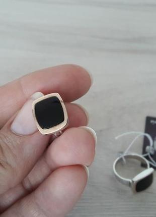 Распродаж: серебряный набор с ониксом, р. 16.5