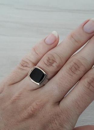 Распродаж: серебряный набор с ониксом, р. 16.5