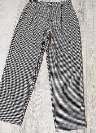 Стильные штаны брюки с защипами в гусиную лапку zara3 фото