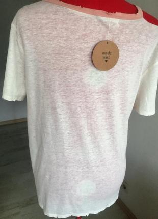 Футболка оверсайз з "прорізами" , v-вирізом і вишитими літерами s (сша )7 фото