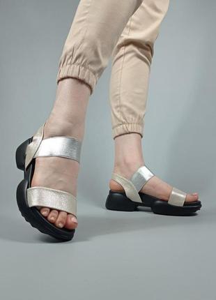 Босоножки сандали бежевые на толстой подошве летние новые женские - женская летняя обувь 20211 фото