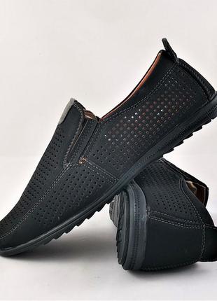 Мужские мокасины летние кроссовки сеточка туфли черные7 фото