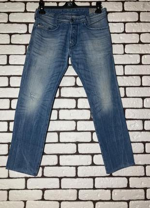 Голубые , плотные джинсы с потертостями diesel1 фото