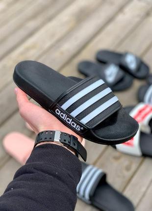 Тапочки adidas slides black черные летние10 фото